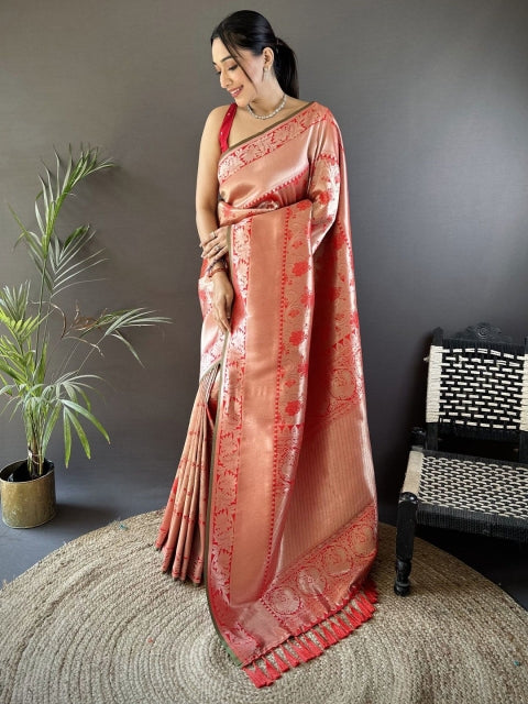 LeeliPeeri Designer Woven Design Zari Silk Blend Banarasi Saree