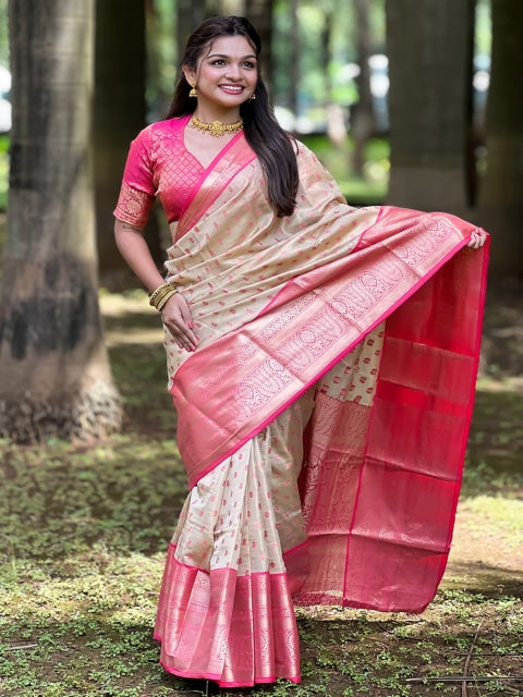LeeliPeeri Designer Woven Design Zari Silk Blend Kanjeevaram Saree