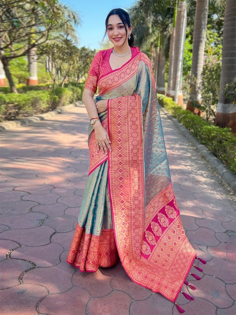 LeeliPeeri Designer Woven Design Zari Tussar Saree