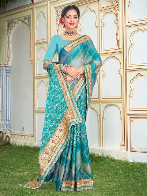LeeliPeeri Sequinned Bandhani Saree
