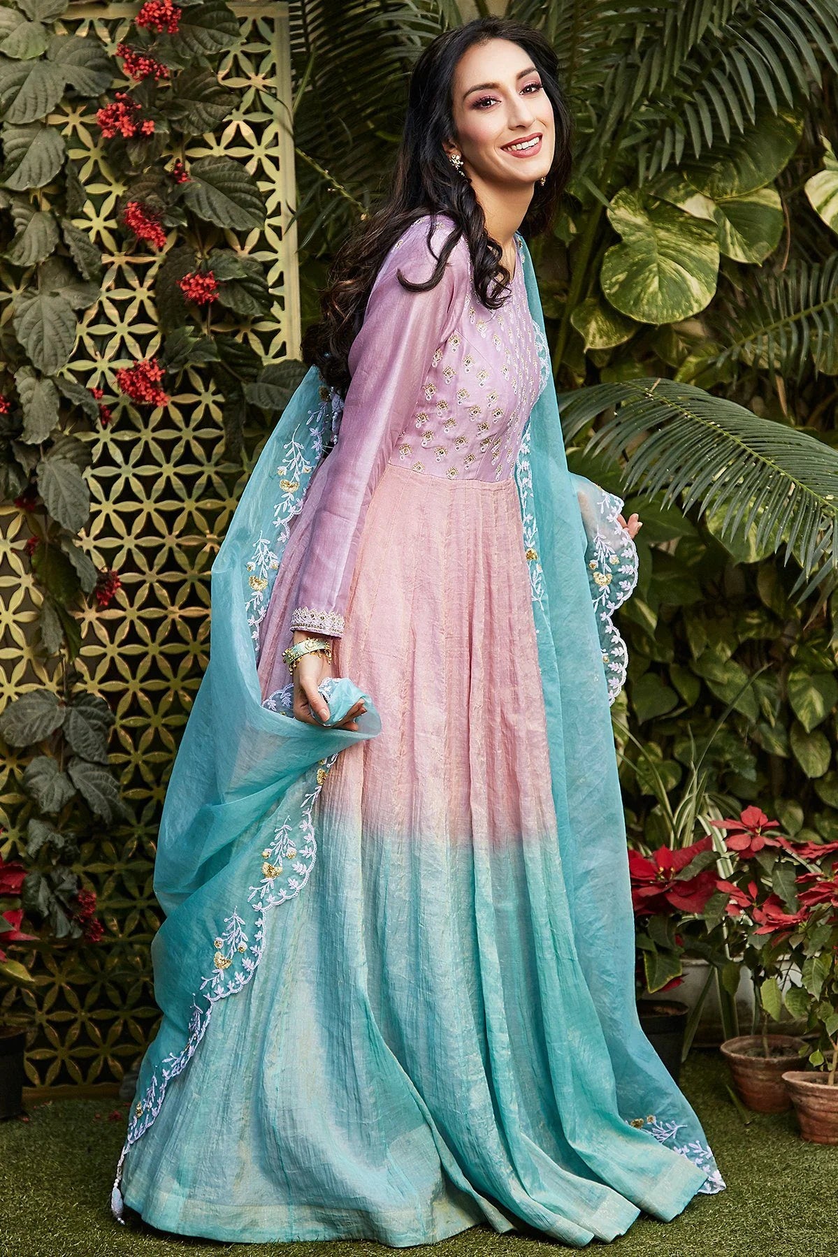 Pink + Blue Ombré Anarkali