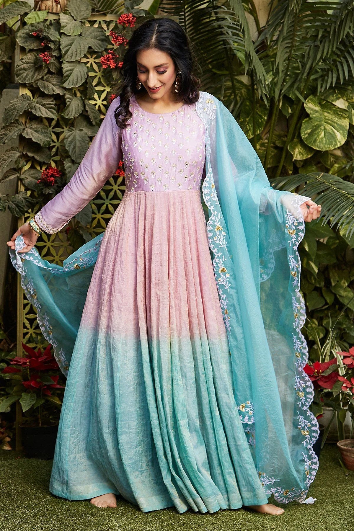 Pink + Blue Ombré Anarkali