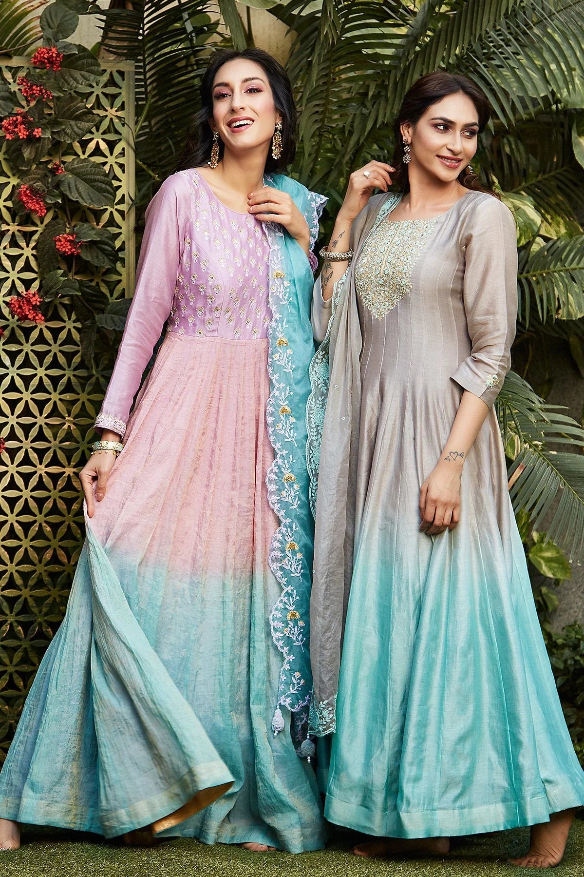 Pink + Blue Ombré Anarkali