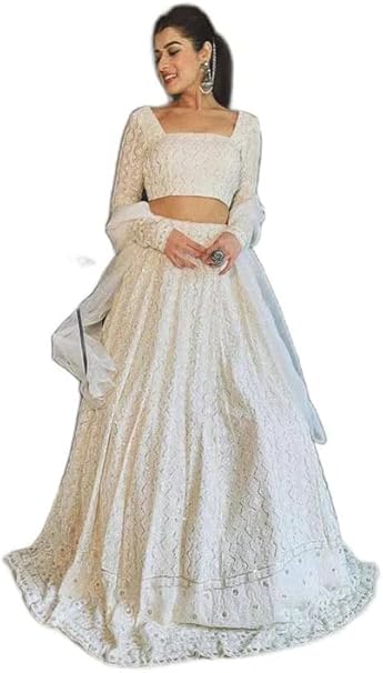 TRENDMALLS Women's Georgette Embroidery Sequence Work Lehenga Choli with Dupatta Ready To Wear