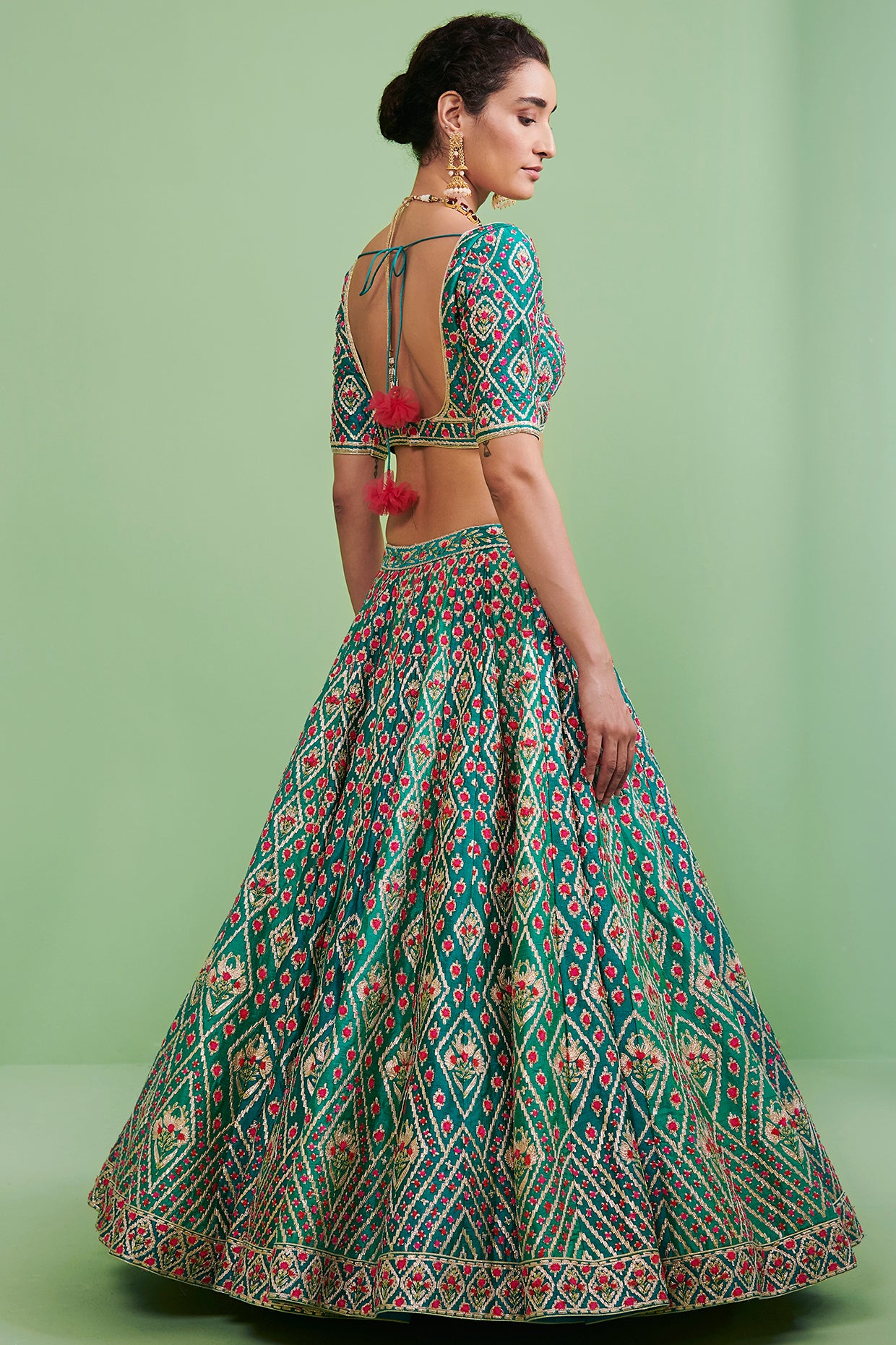 Teal Embroidered Lehenga Set