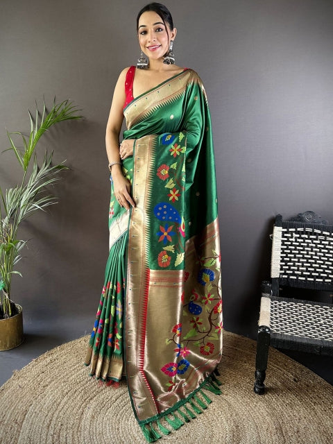 LeeliPeeri Designer Woven Design Zari Silk Blend Paithani Saree