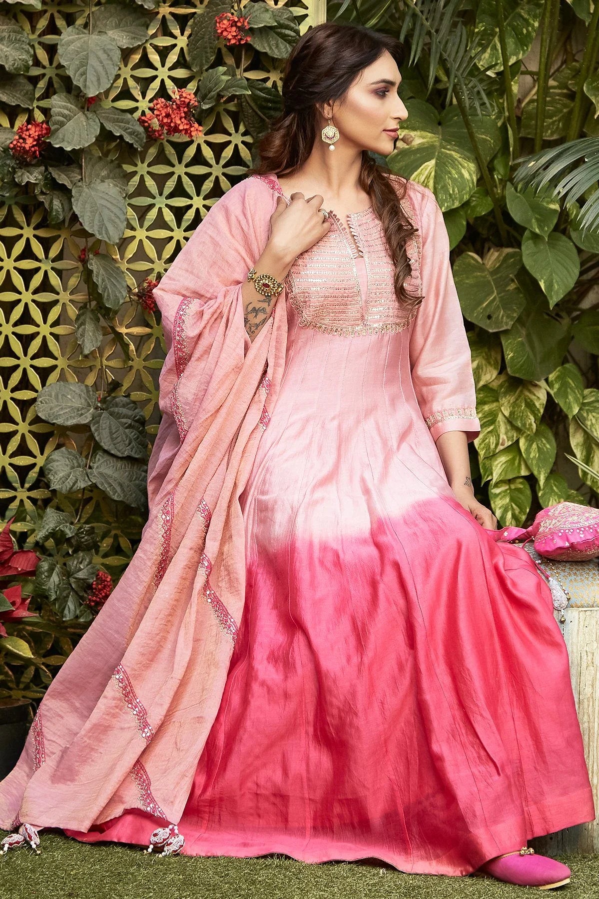 Pink Ombré Anarkali